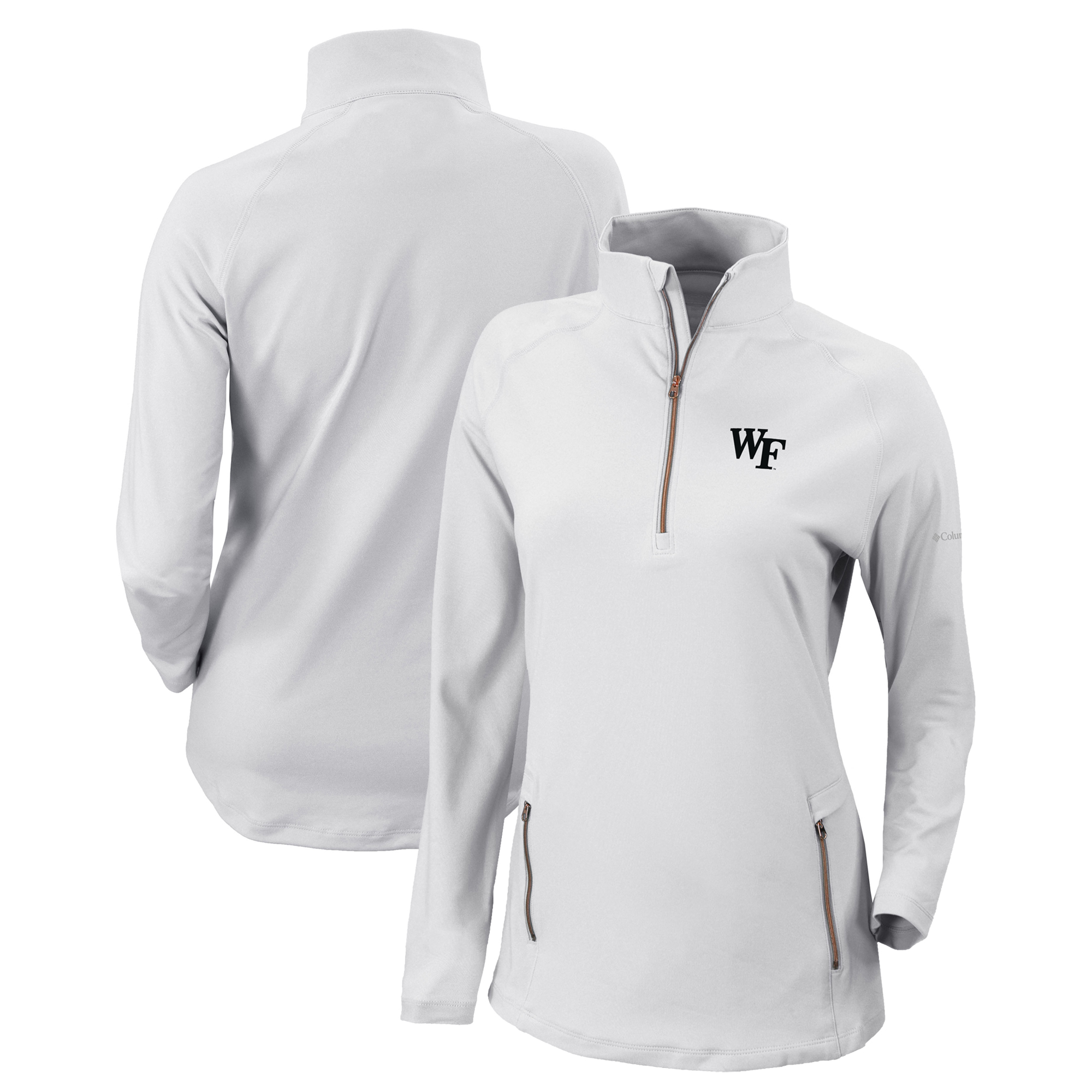 Women's Columbia White Wake Forest Demon Deacons Outward Nine Omni-Wick Quarter-Zip Jacket - Image 2
