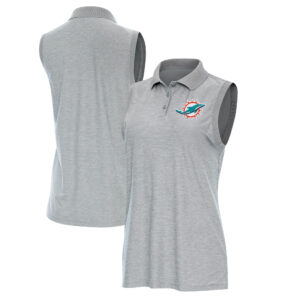 Women's Antigua  Heather Gray Miami Dolphins Recap Sleeveless Polo