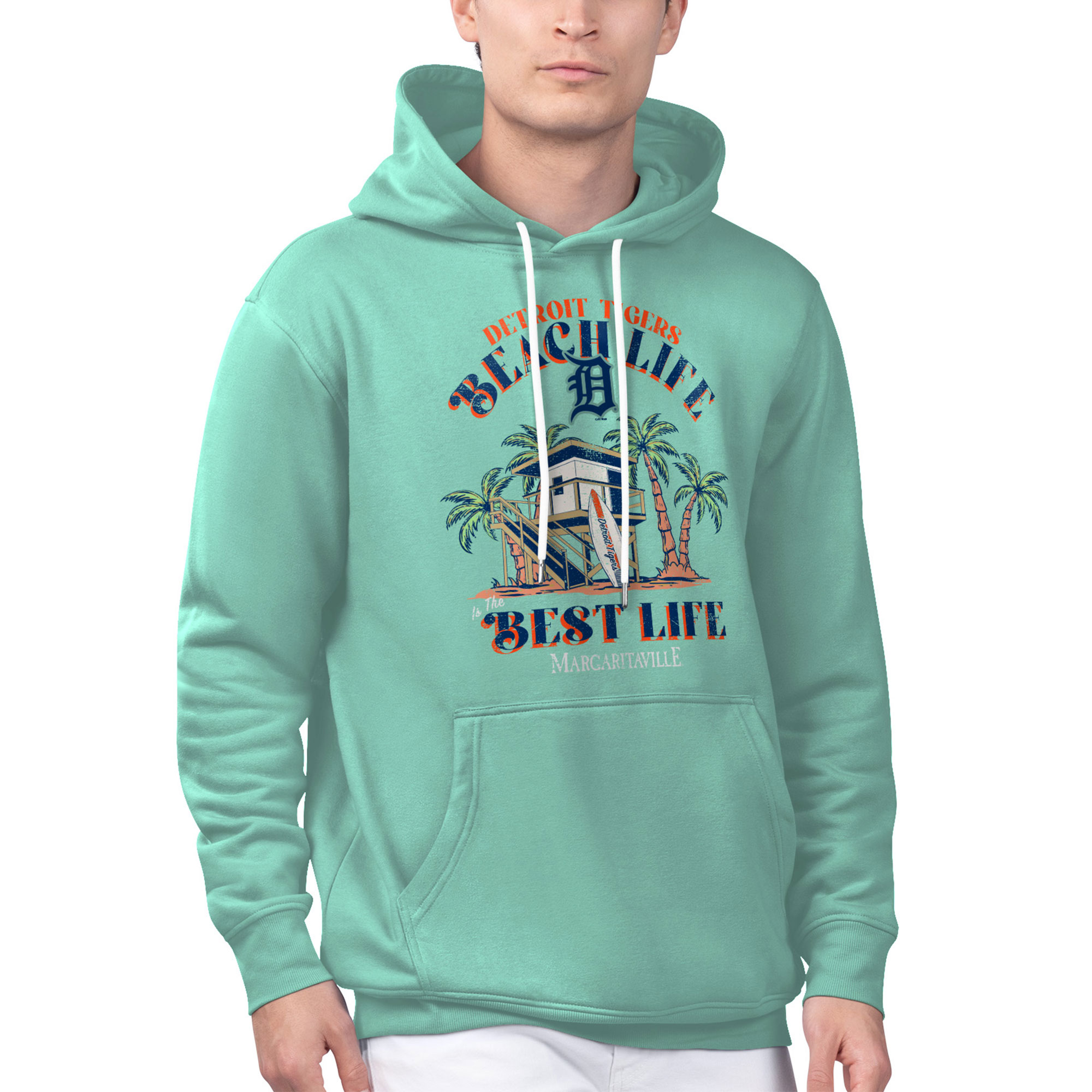 Men's Margaritaville Mint Detroit Tigers Beach Hut Graphic Pullover Hoodie - Image 2