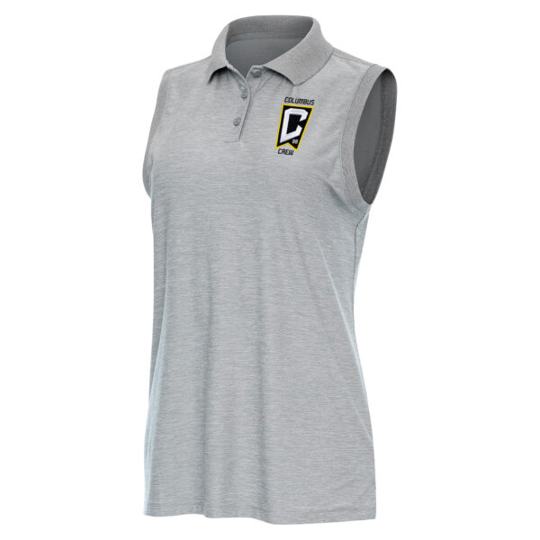 Women's Antigua Heather Gray Columbus Crew Recap Sleeveless Polo