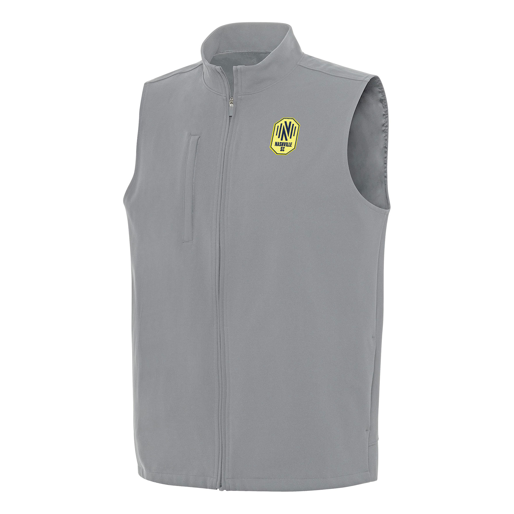 Men's Antigua Gray Nashville SC Regard Full-Zip Vest