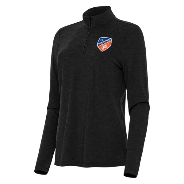 Women's Antigua Heather Black FC Cincinnati Bright Quarter-Zip Top