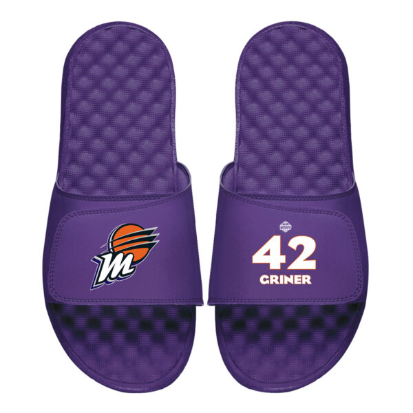 Youth ISlide Brittney Griner Purple Phoenix Mercury Logo Split Slide Sandals