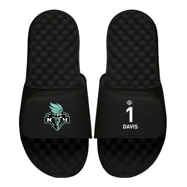 Men's ISlide Marquesha Davis Black New York Liberty Logo Split Slide Sandals