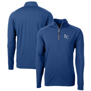 Men's Cutter & Buck Blue Kansas City Royals Big & Tall Adapt Eco Knit Stretch Recycled Quarter-Zip Pullover Top