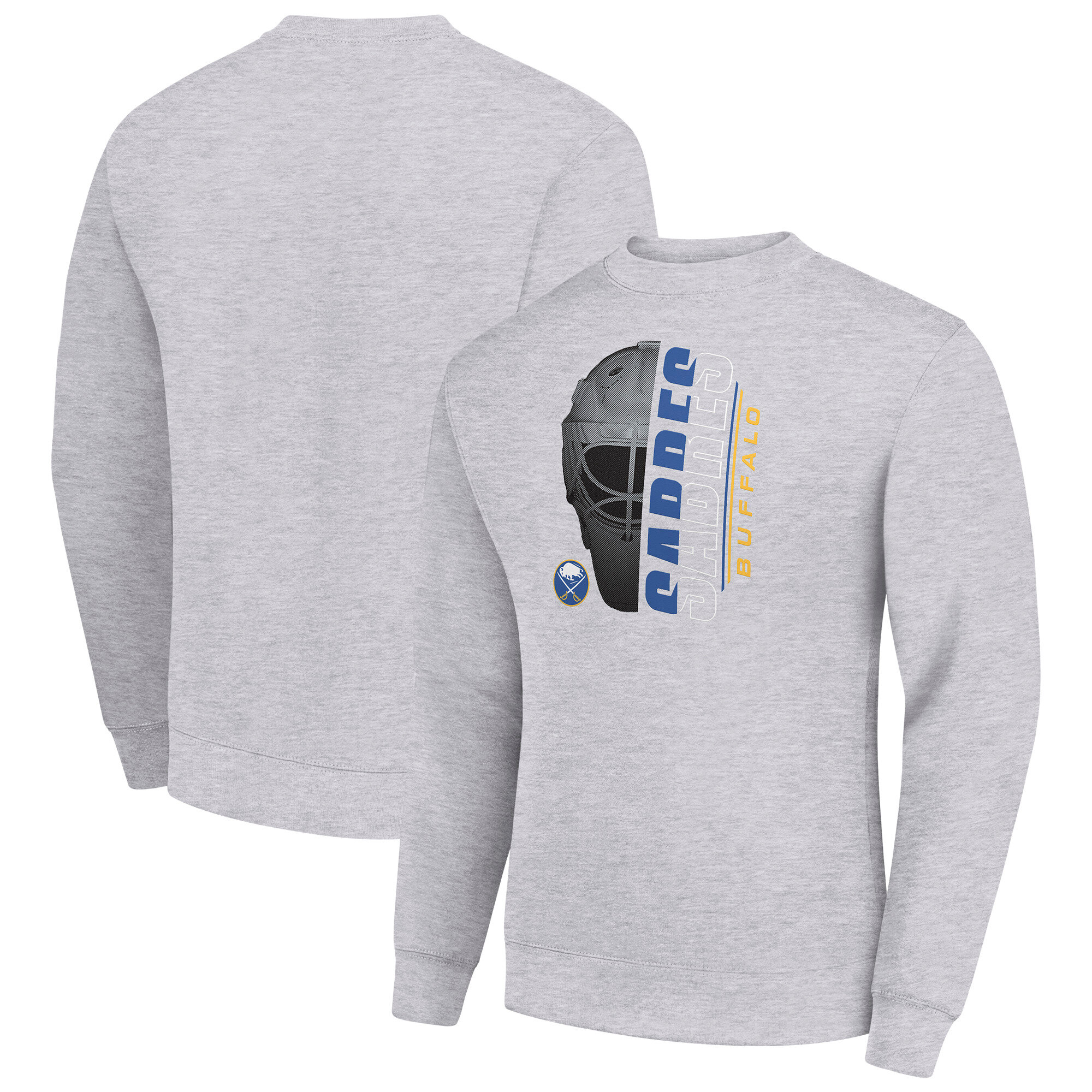 Men's Starter Heather Gray Buffalo Sabres Half Helmet Team Logo Pullover Sweatshirt