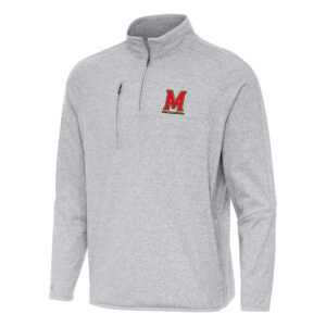 Men's Antigua Heather Gray Maryland Terrapins Certain Tri-Blend Quarter-Zip Sweatshirt