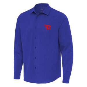 Men's Antigua Royal Dayton Flyers Exposure Woven Long Sleeve Full-Button Shirt