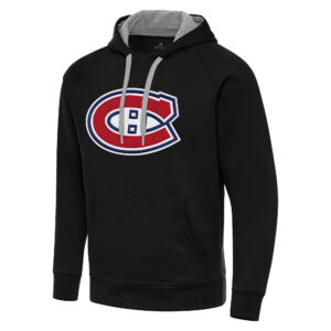 Men's Antigua Black Montreal Canadiens Big & Tall Victory Pullover Hoodie