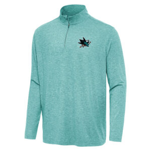 Men's Antigua  Heather Aqua San Jose Sharks Hunk Quarter-Zip Top