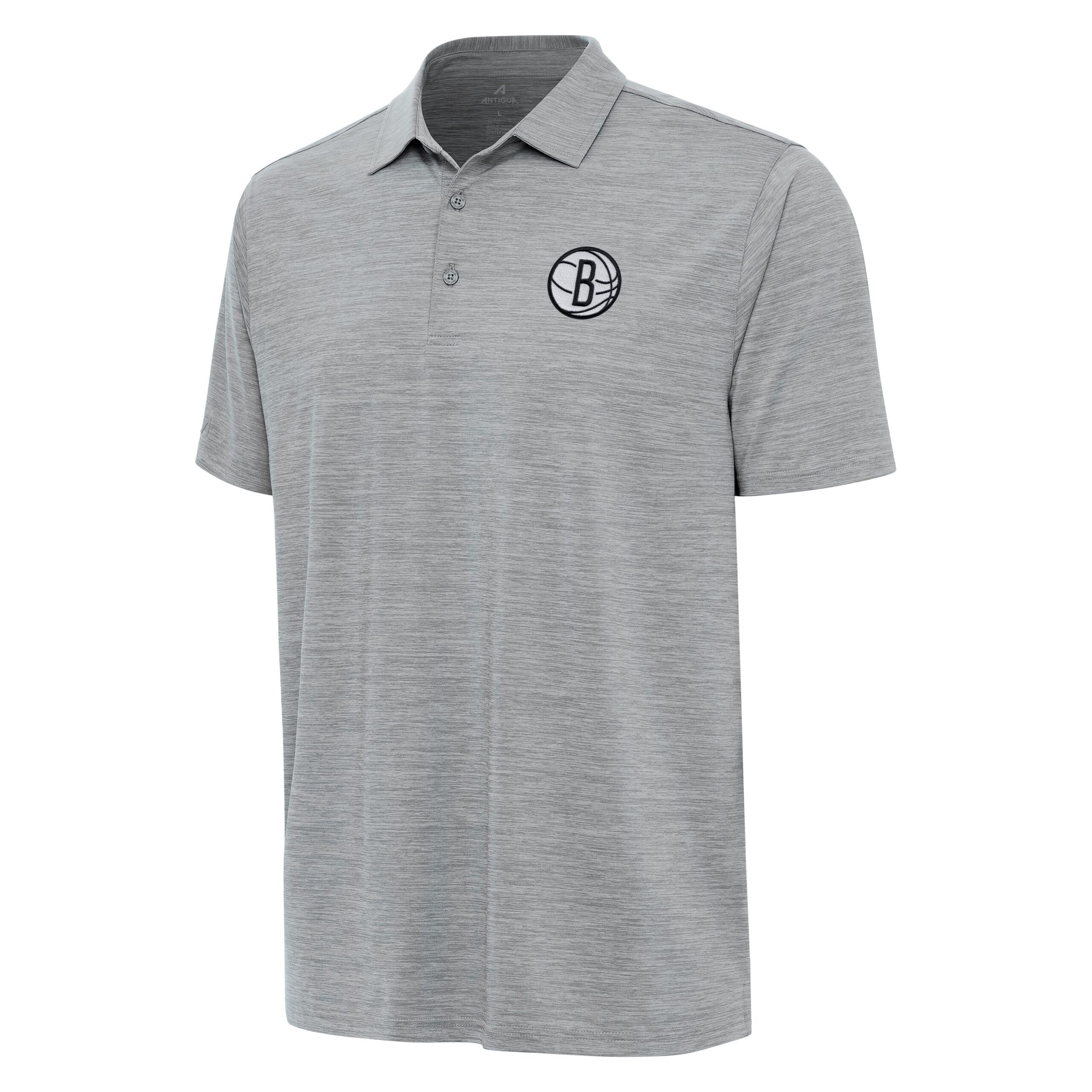 Men's Antigua Heather Gray Brooklyn Nets Layout Polo