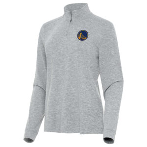 Women's Antigua  Heather Gray Golden State Warriors Mentor Quarter-Zip Mock Long Sleeve Top