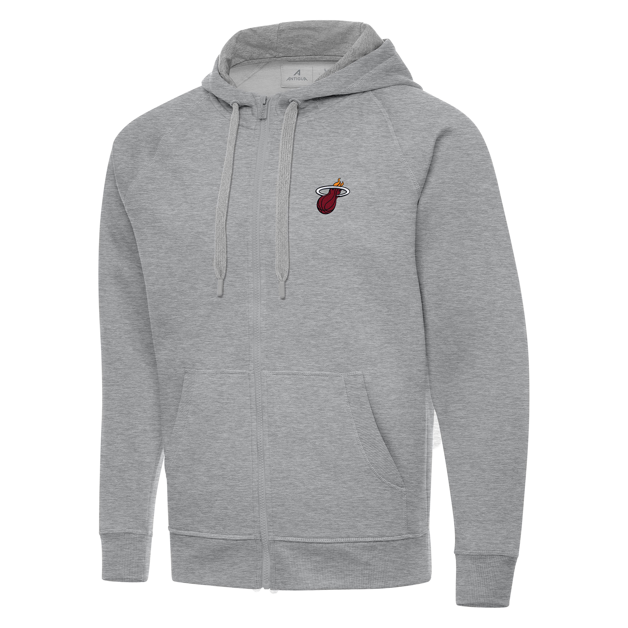 Men's Antigua Heather Gray Miami Heat Big & Tall Victory Full-Zip Hoodie Jacket