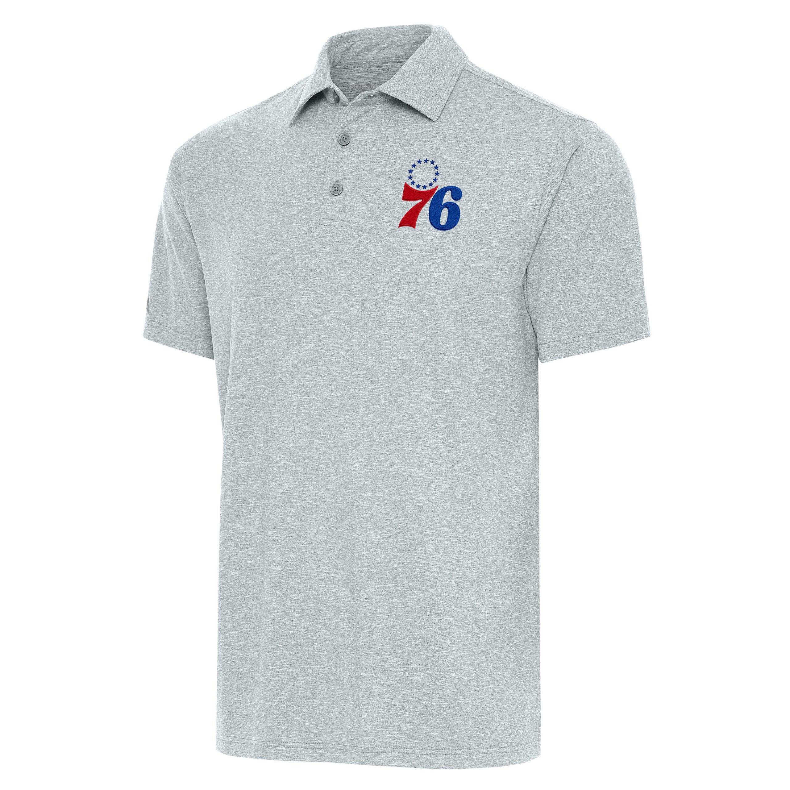 Men's Antigua Heather Gray Philadelphia 76ers Big & Tall Par 3 Polo