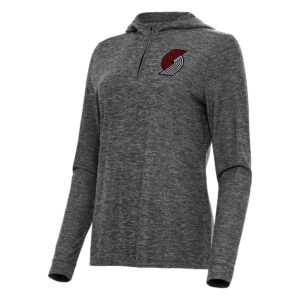 Women's Antigua  Heather Black Portland Trail Blazers Daybreak Quarter-Zip Hoodie