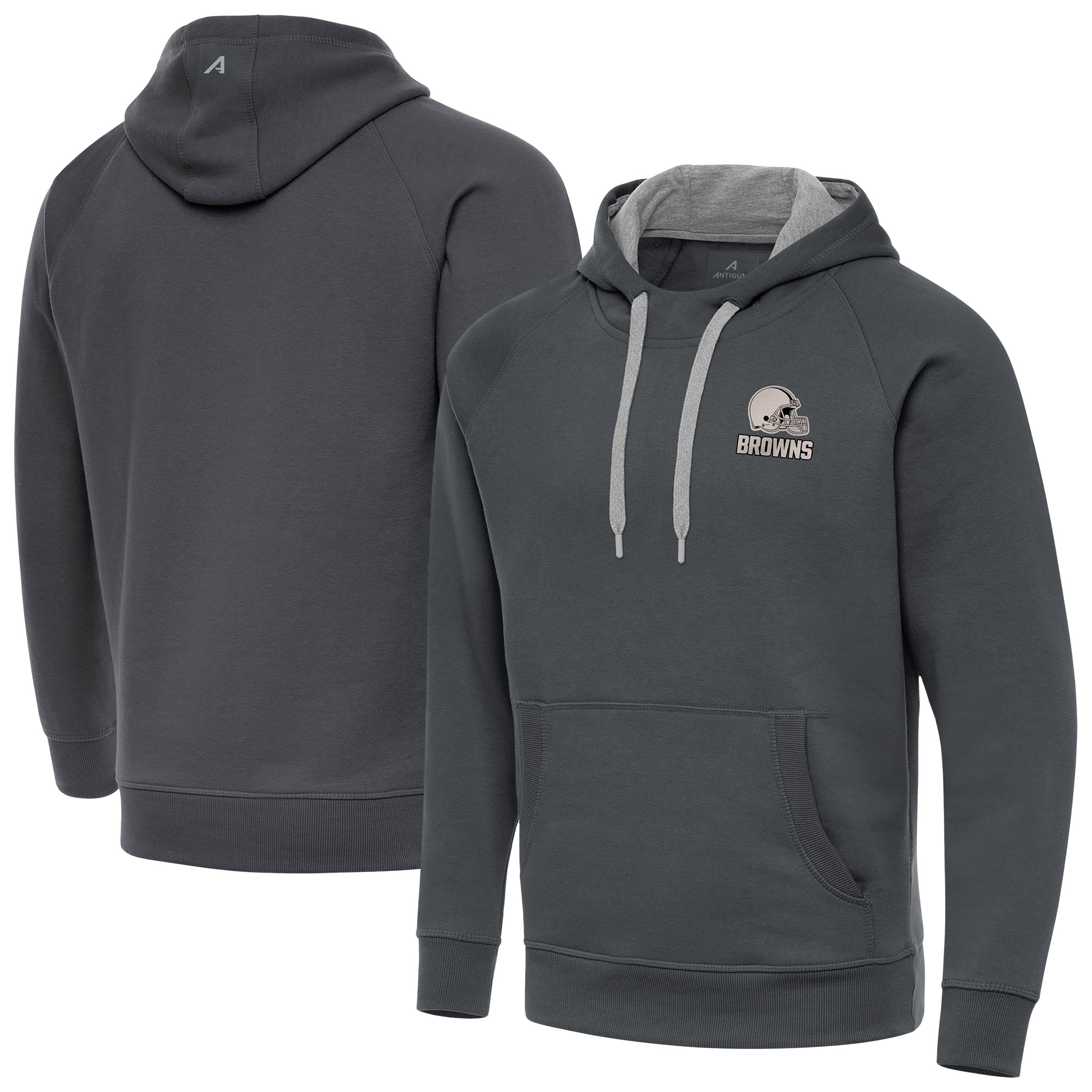 Men's Antigua Charcoal Cleveland Browns Victory Pullover Hoodie