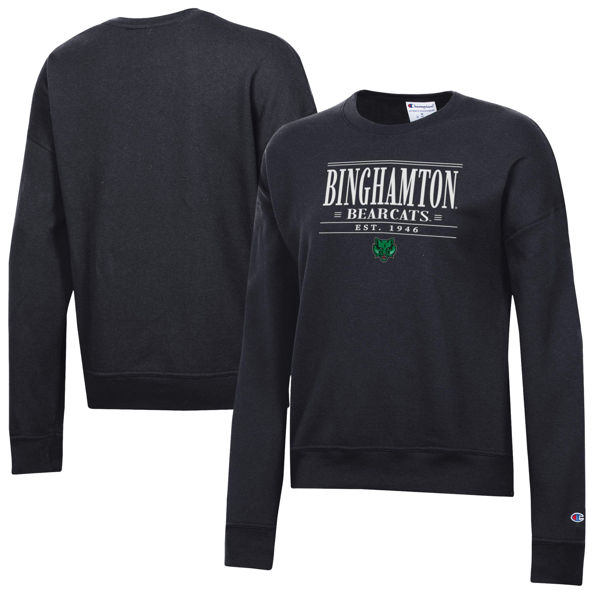 Women's Champion Black Binghamton Bearcats Powerblend Pullover Sweatshirt