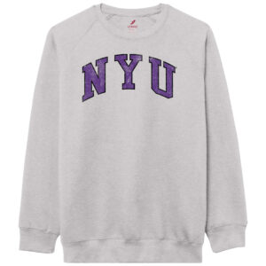 Men's League Collegiate Wear  Heather Gray NYU Violets Essentials 2.0 Pullover Crewneck