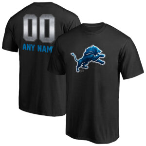 Men's Black Detroit Lions Personalized Midnight Mascot T-Shirt