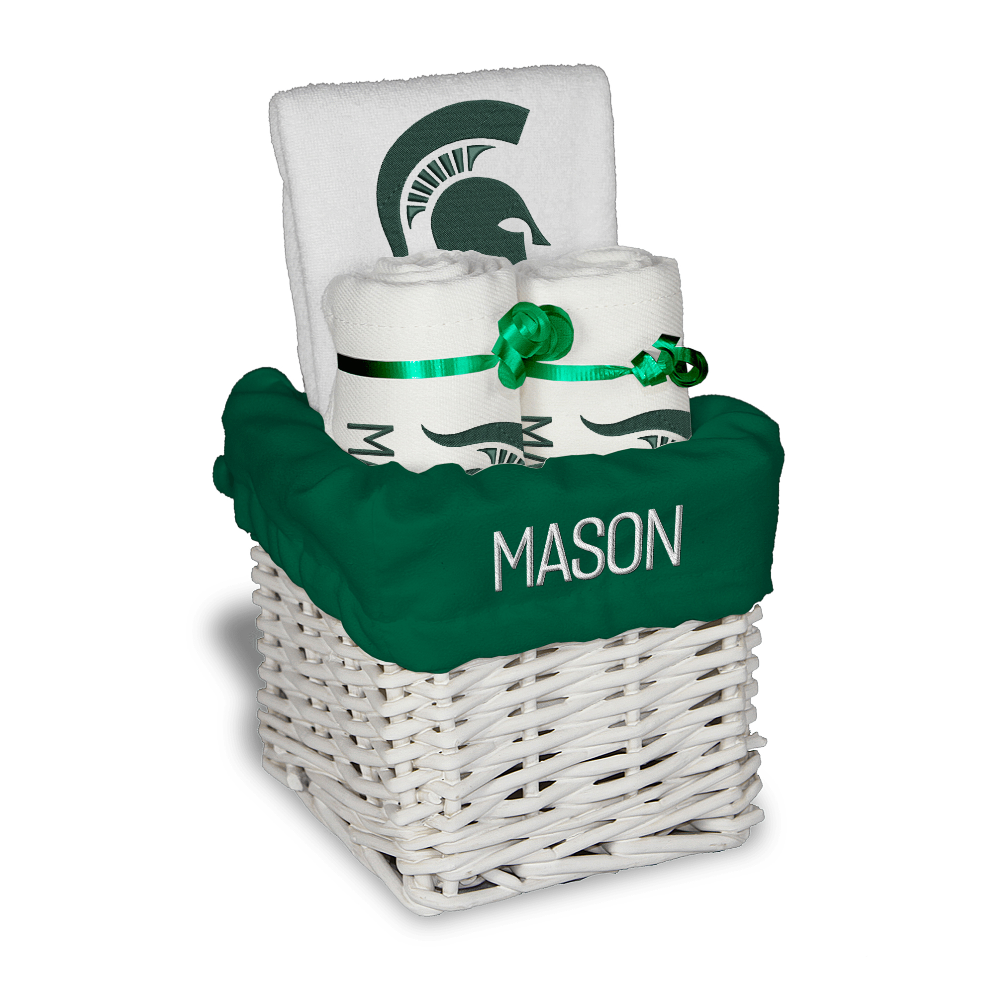 White Chad & Jake Michigan State Spartans Personalized Small Gift Basket