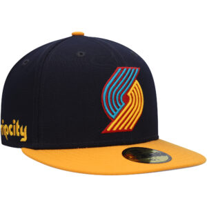 Men's New Era Navy/Gold Portland Trail Blazers Midnight 59FIFTY Fitted Hat
