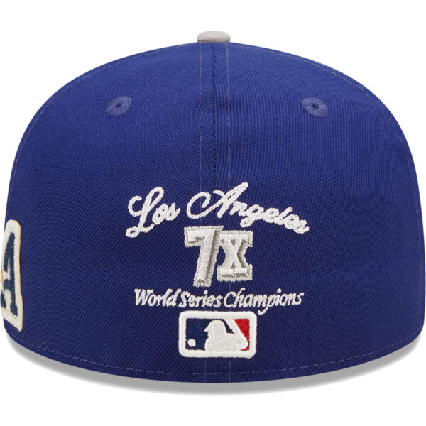 Men's New Era Royal/Gray Los Angeles Dodgers 2020 World Series Champions  Letterman 59FIFTY Fitted Hat - Image 5