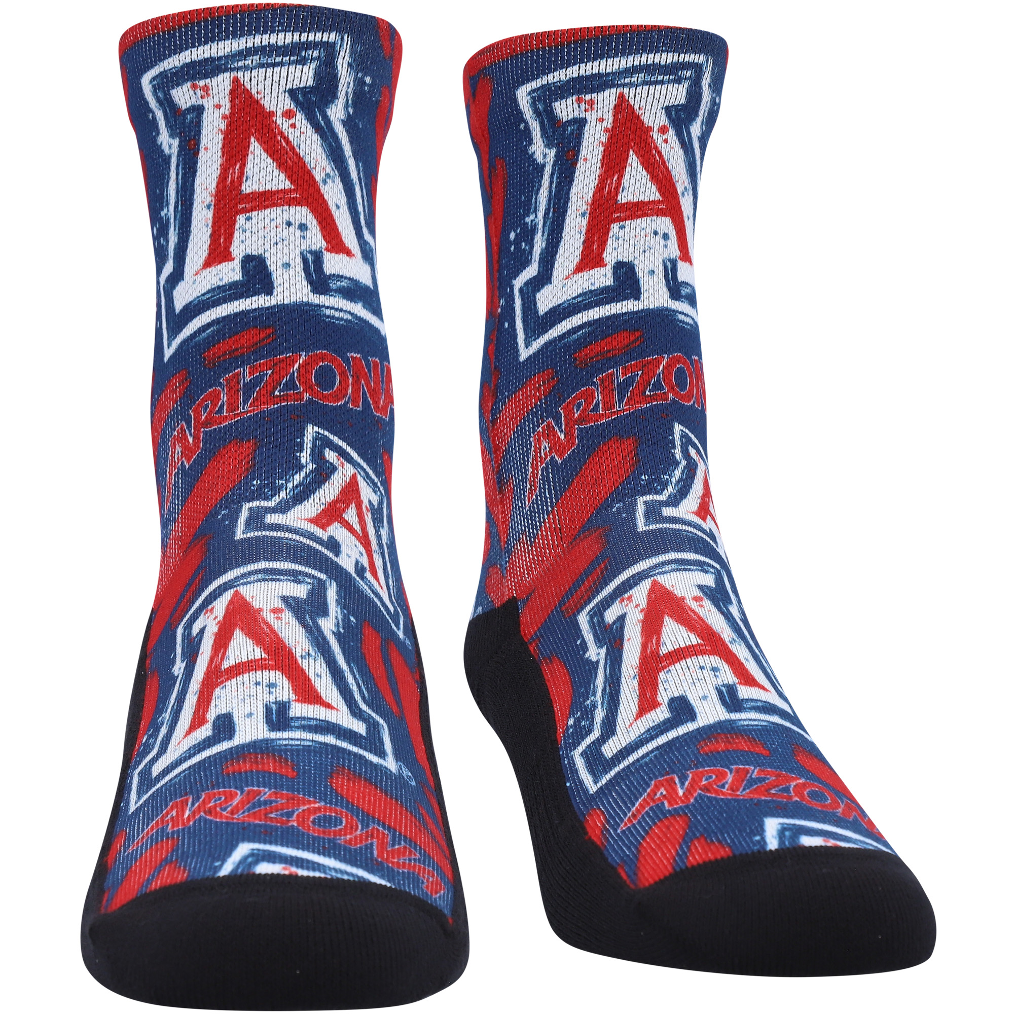 Youth Rock Em Socks Arizona Wildcats Allover Logo & Paint Crew Socks - Image 2