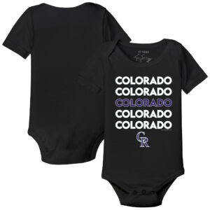 Infant Tiny Turnip Black Colorado Rockies Stacked Bodysuit