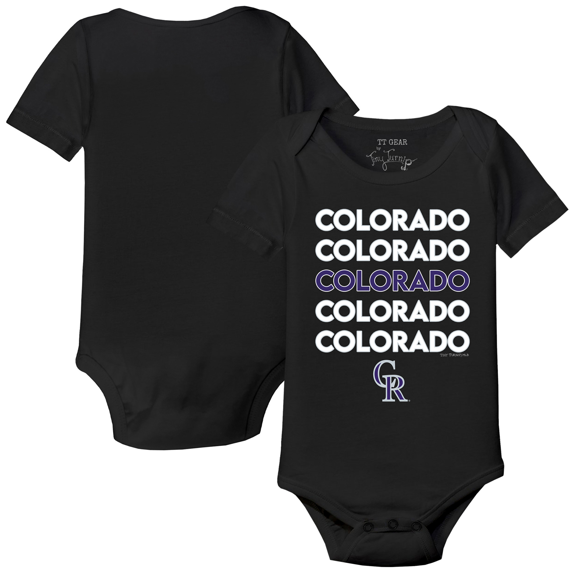 Infant Tiny Turnip Black Colorado Rockies Stacked Bodysuit