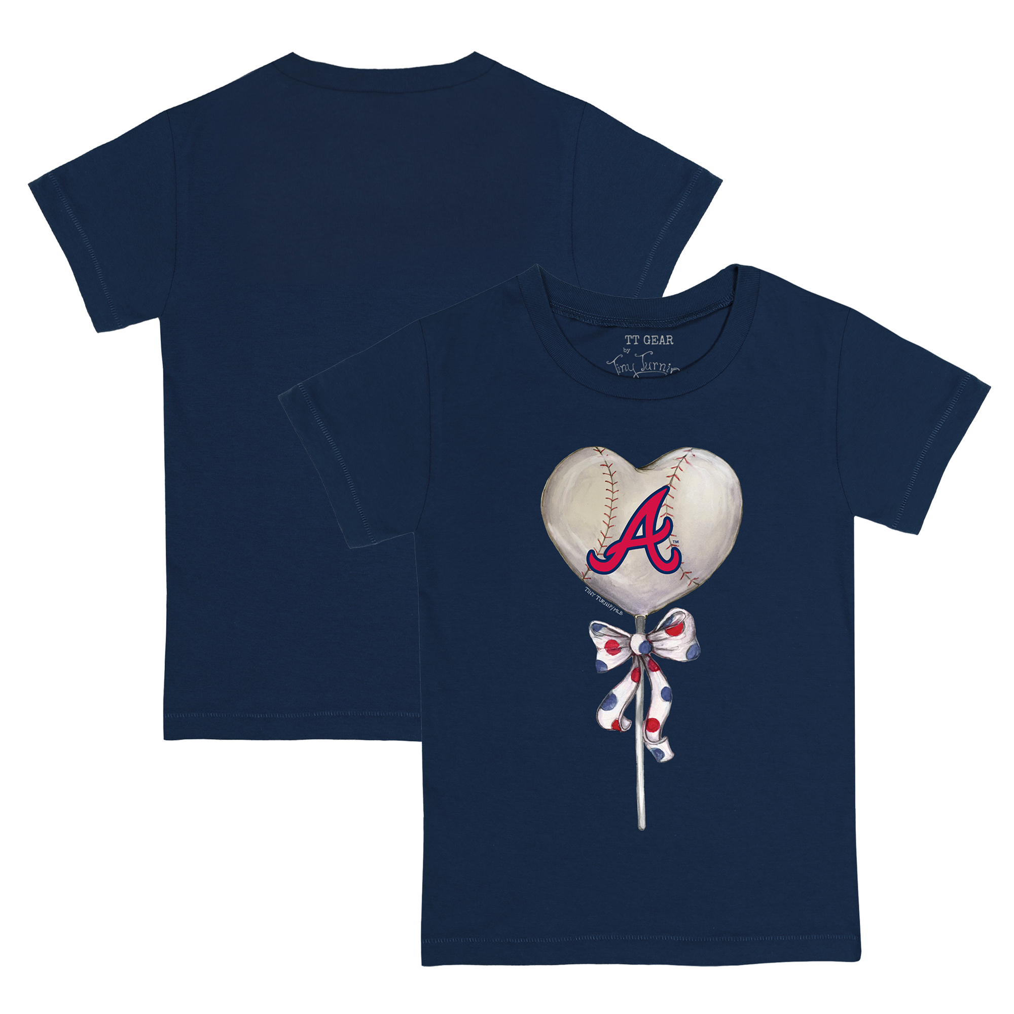 Toddler Tiny Turnip Navy Atlanta Braves Heart Lolly T-Shirt
