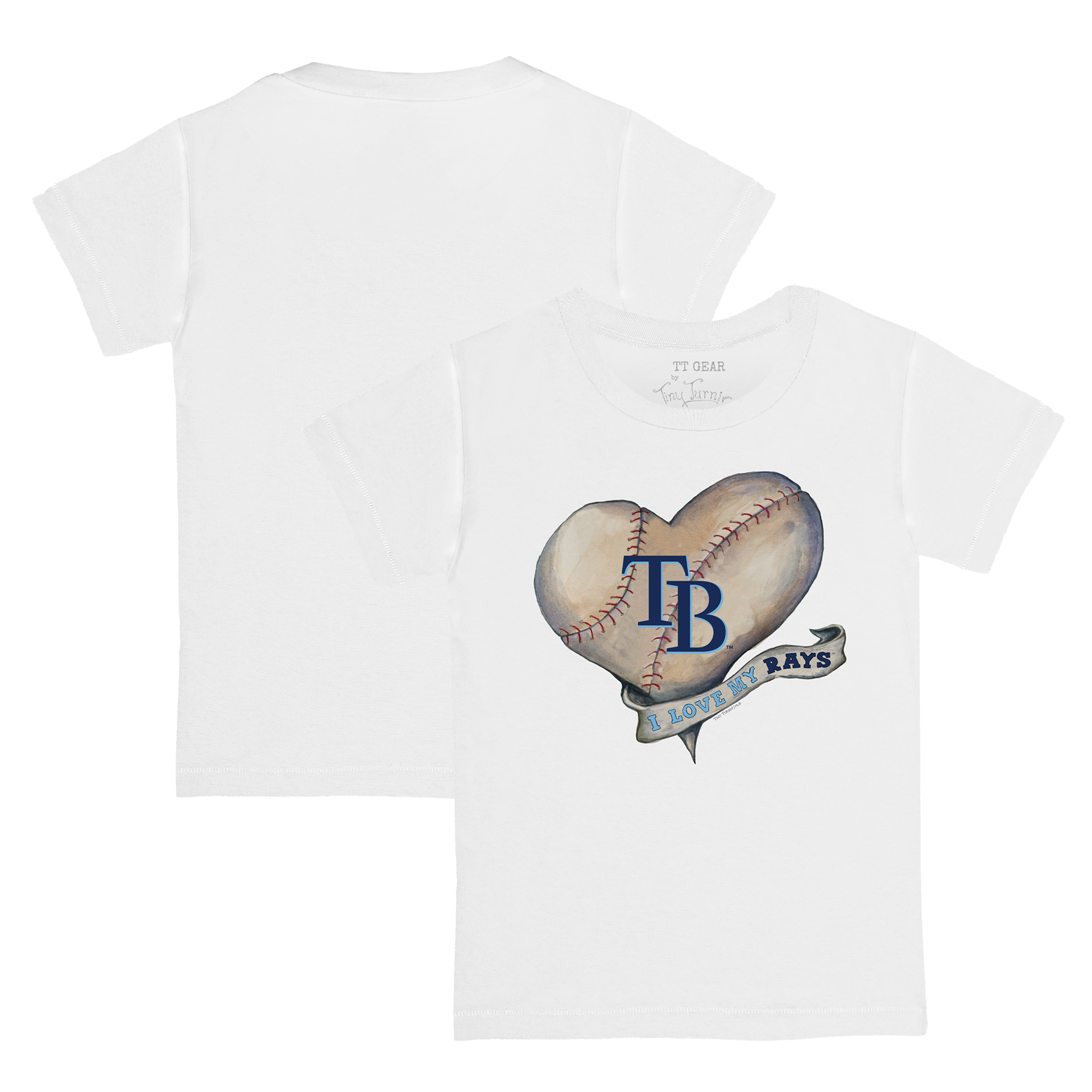Youth Tiny Turnip White Tampa Bay Rays Heart Banner T-Shirt