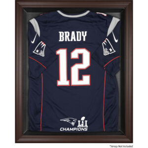 New England Patriots Super Bowl LI Champions Brown Framed Jersey Logo Display Case