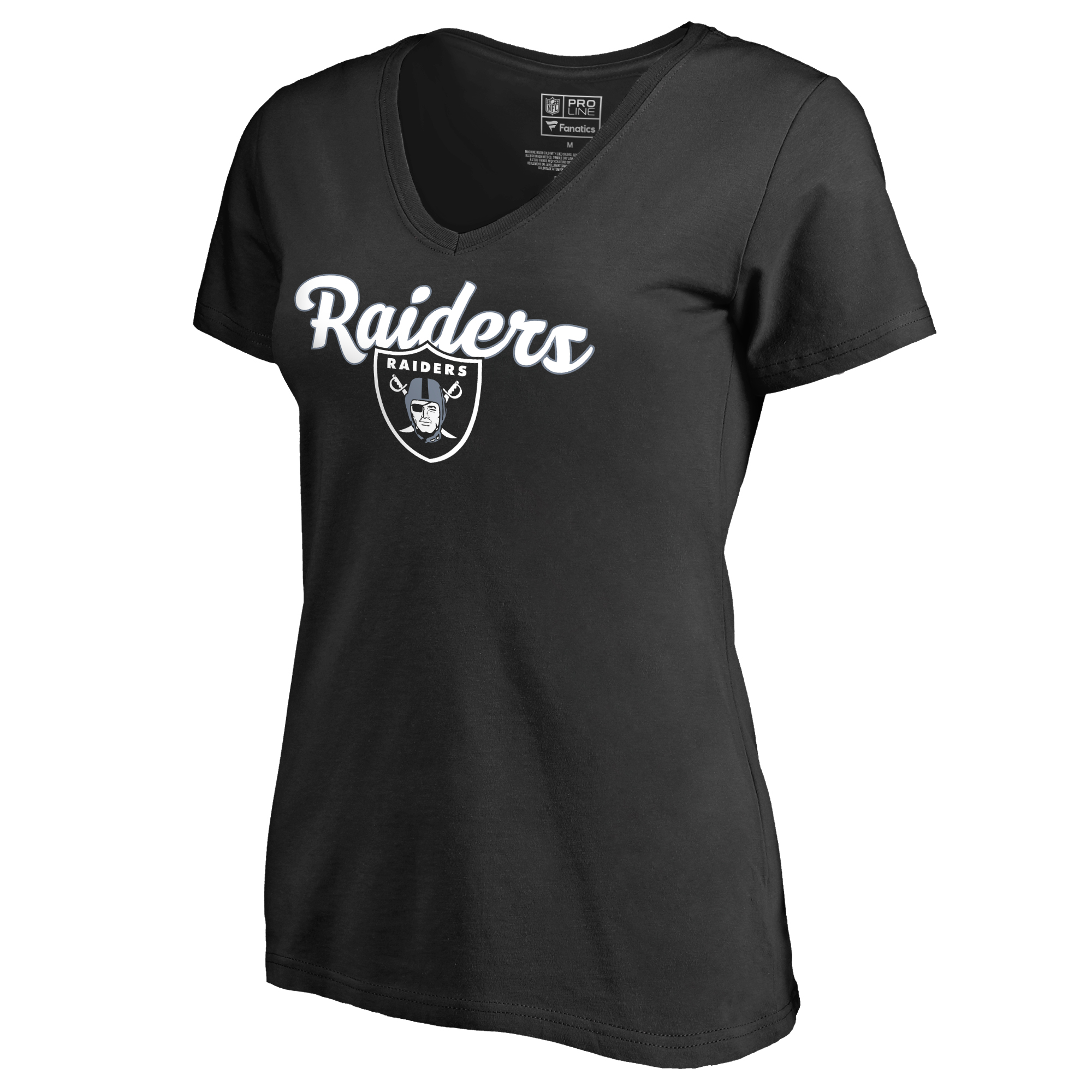 Women's Black Las Vegas Raiders Freehand V-Neck T-Shirt - Image 3