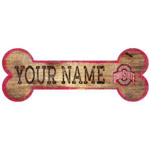 Ohio State Buckeyes 12" x 6" Personalized Dog Bone Sign