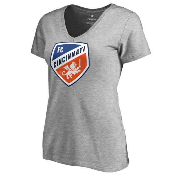 Women's Heather Gray FC Cincinnati Primary Logo V-Neck T-Shirt