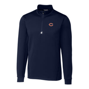 Men's Cutter & Buck Navy Chicago Bears Big & Tall Traverse Half-Zip Pullover Jacket