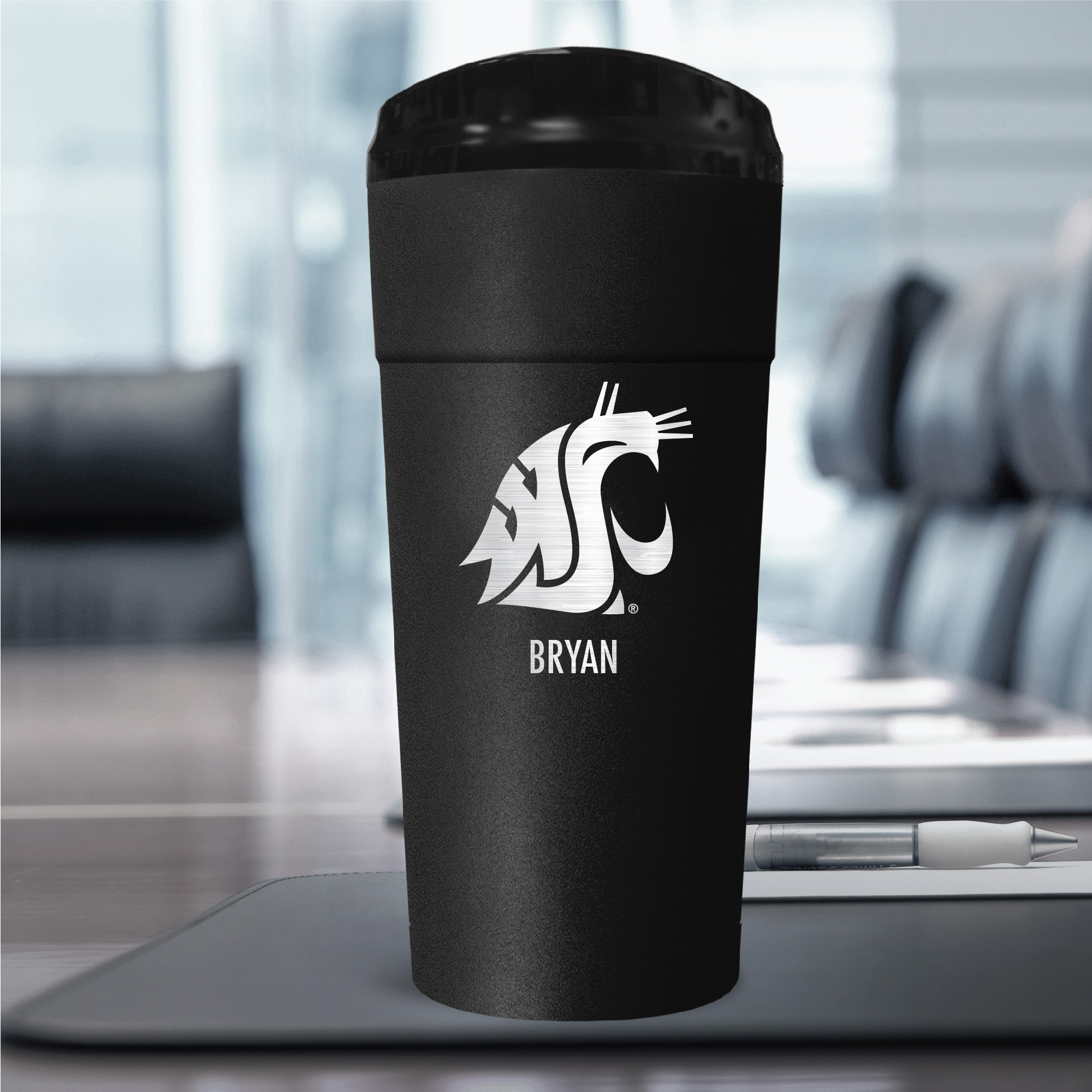 Black Washington State Cougars 24oz. Personalized Stealth Travel Tumbler - Image 5