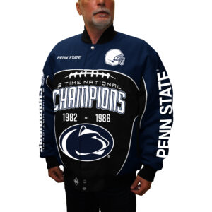 Men's Franchise Club Navy Penn State Nittany Lions 2-Time National Champions Commemorative Twill Full-Snap Jacket