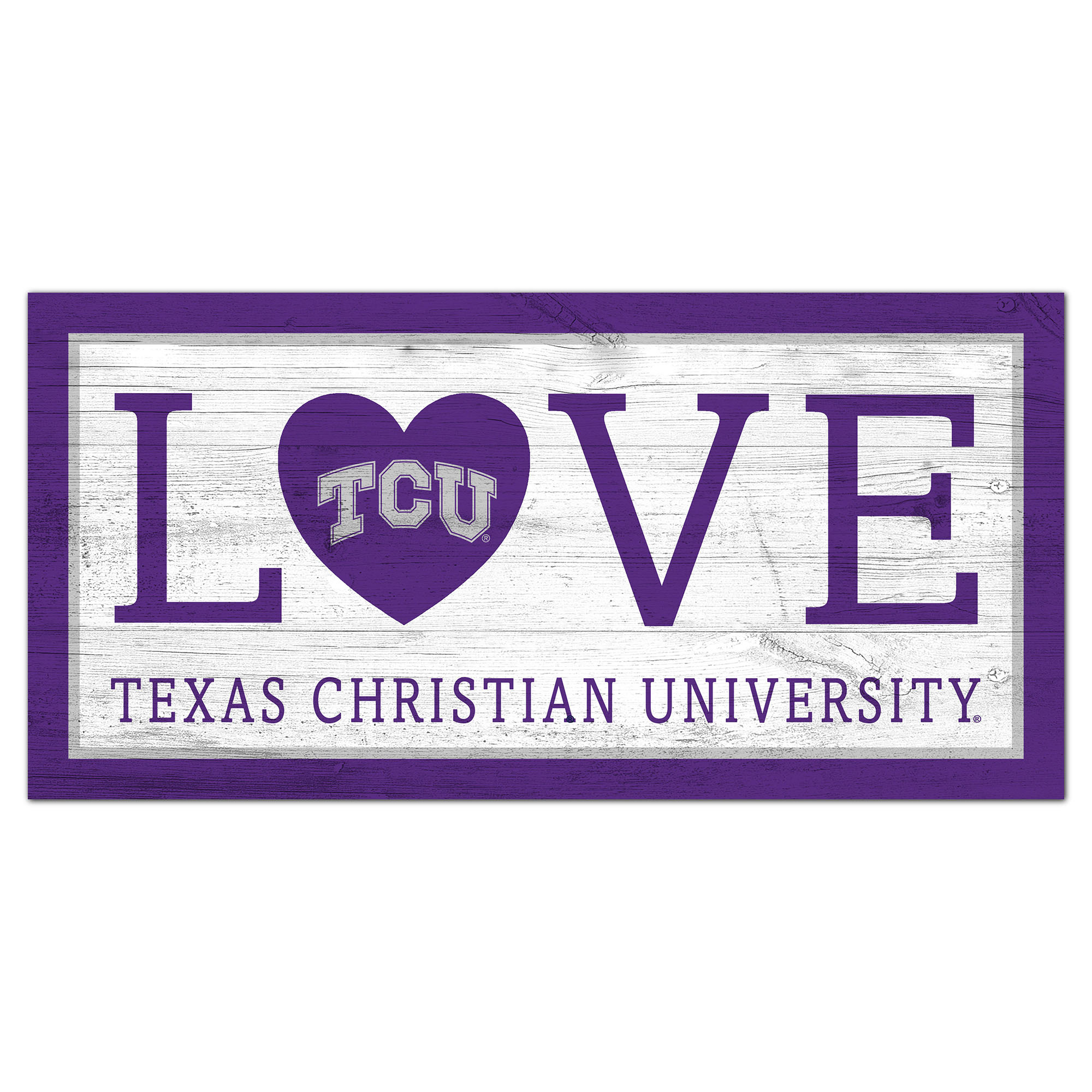 TCU Horned Frogs 6'' x 12'' Team Love Sign