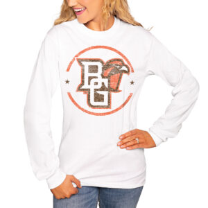 Women's White Bowling Green St. Falcons End Zone Long Sleeve T-Shirt