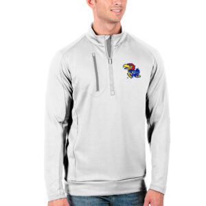 Men's Antigua White/Silver Kansas Jayhawks Generation Half-Zip Pullover Jacket