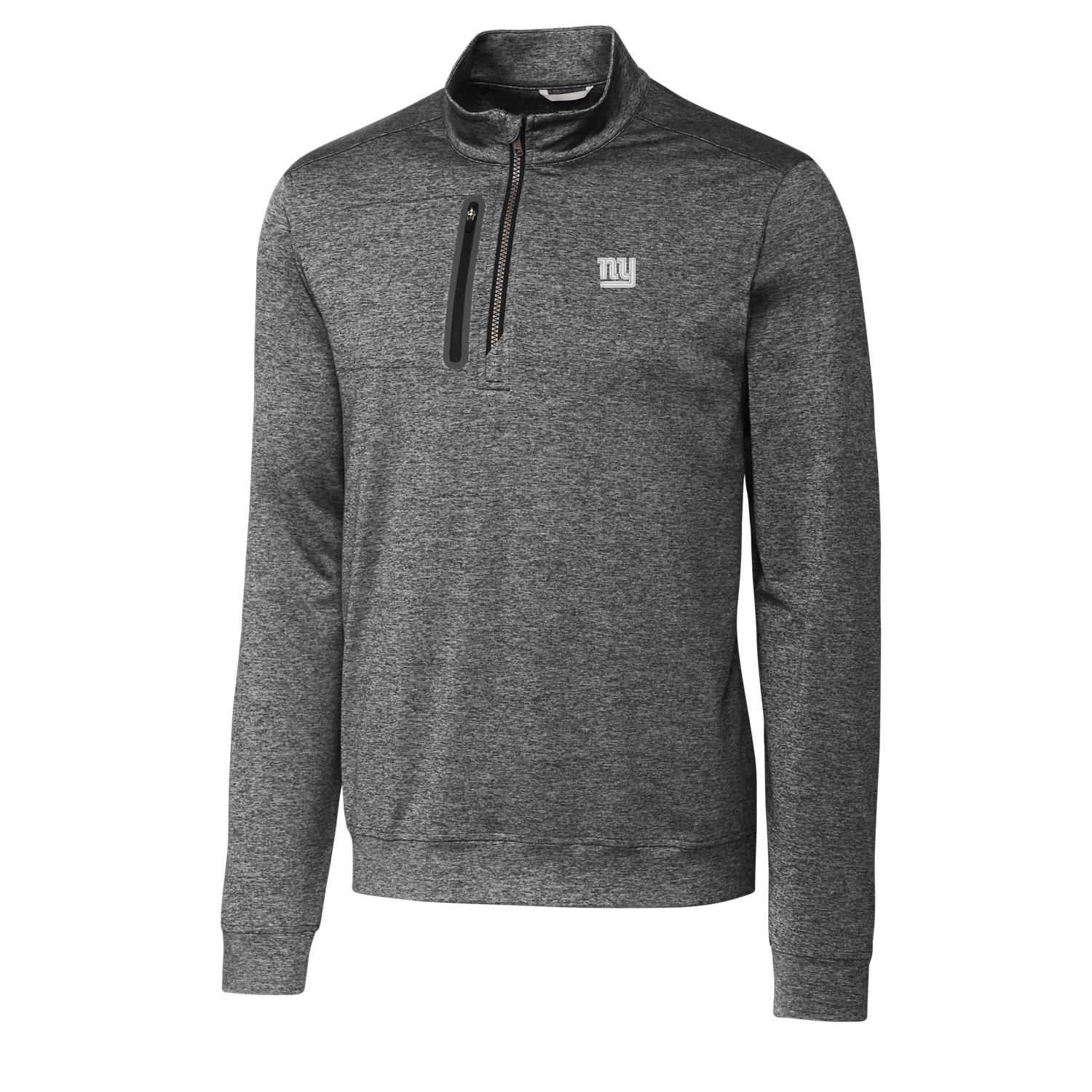 Men's Cutter & Buck Gray New York Giants Big & Tall Stealth Quarter-Zip Pullover Jacket