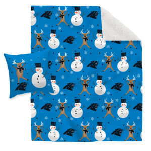 Carolina Panthers Holiday Reindeer Blanket and Pillow Combo Set