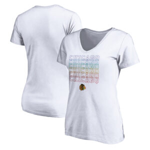Women's White Chicago Blackhawks City Pride V-Neck T-Shirt