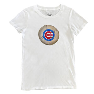 Women's Tiny Turnip White Chicago Cubs Stitched Baseball T-Shirt