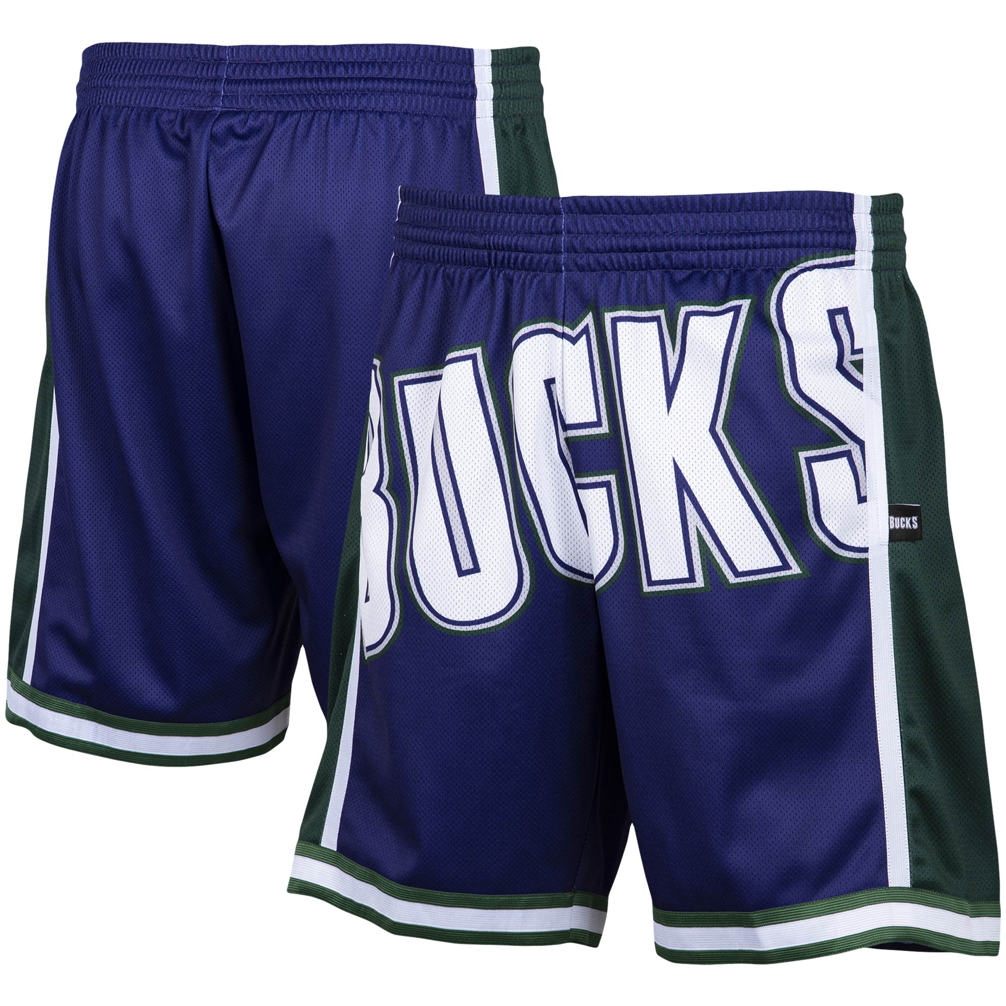 Men's Mitchell & Ness Purple Milwaukee Bucks Hardwood Classics Big Face 2.0 Shorts