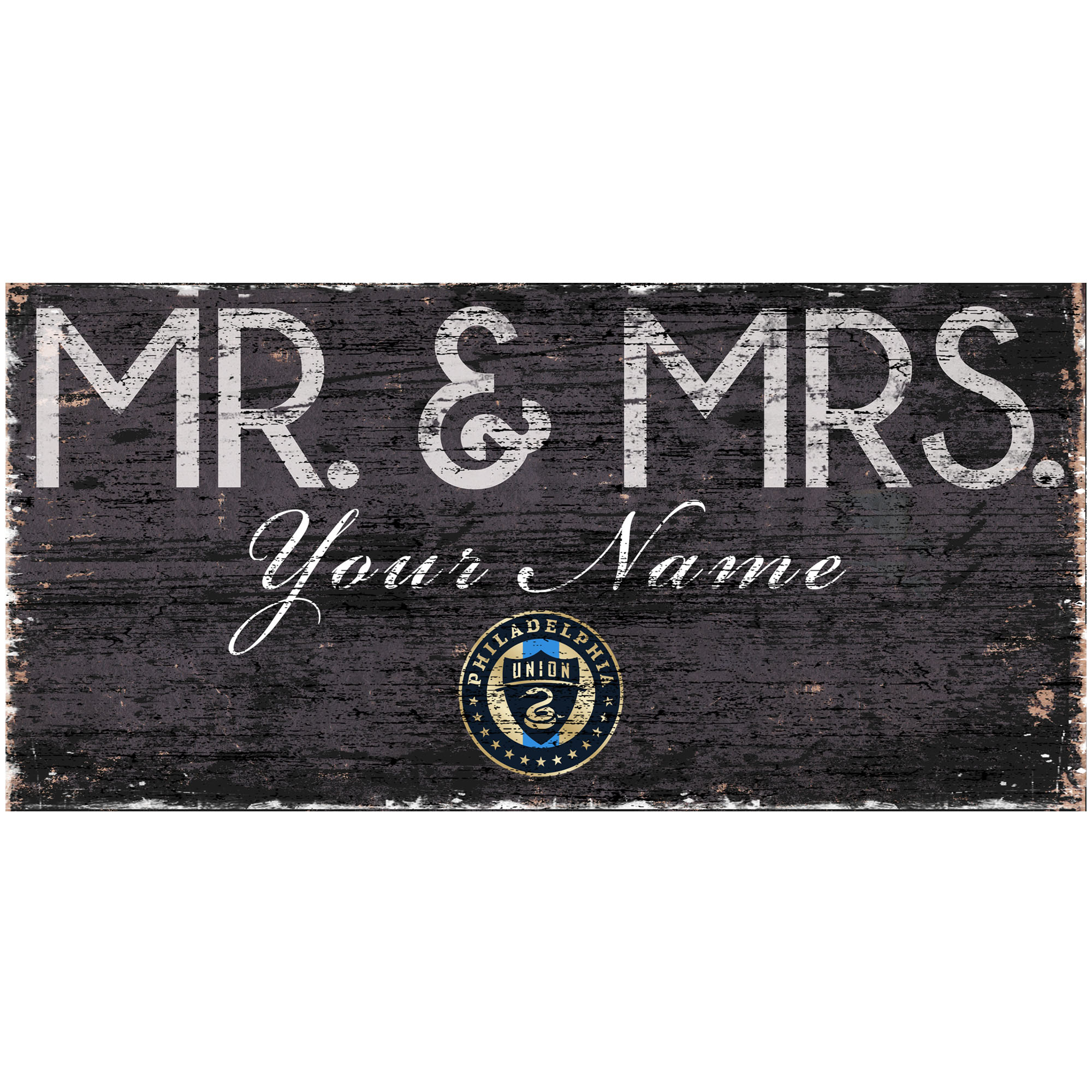 Philadelphia Union 6'' x 12'' Personalized Mr. & Mrs. Sign