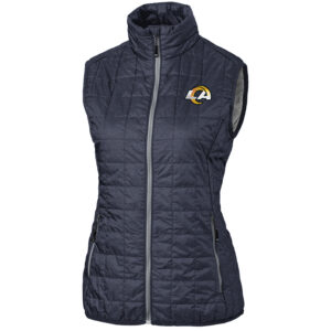 Women's Cutter & Buck Navy Los Angeles Rams Rainier PrimaLoft Eco Full-Zip Vest
