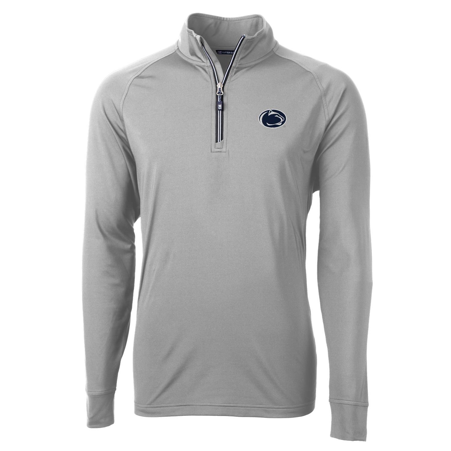 Men's Cutter & Buck Gray Penn State Nittany Lions Big & Tall Adapt Eco Knit Quarter-Zip Pullover Jacket