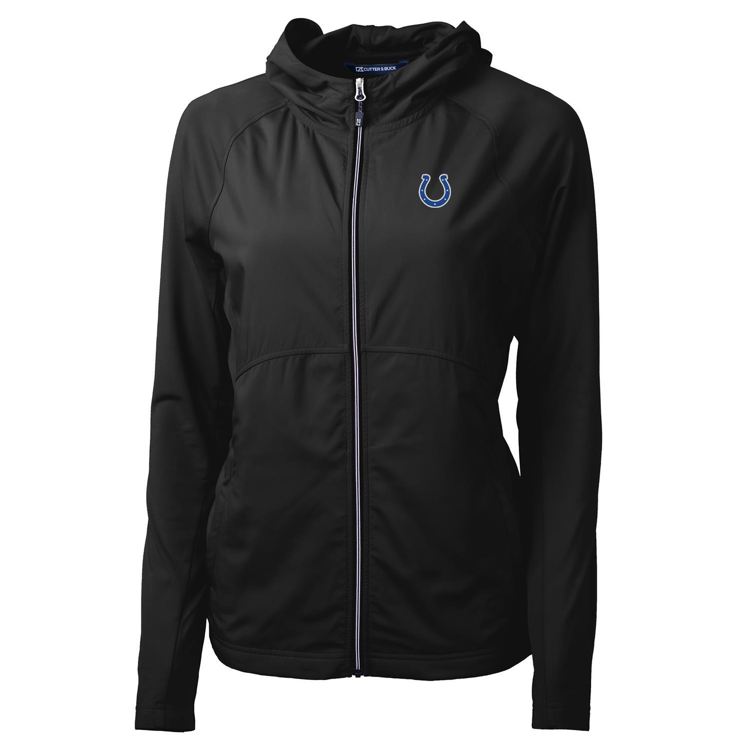 Women's Cutter & Buck Black Indianapolis Colts Adapt Eco Knit Full-Zip Hoodie